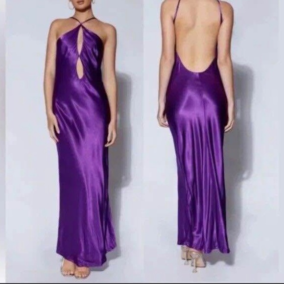 Satin Key Hole Midi Dress - Picture 5 of 6